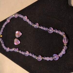 Elegant Purple Necklace and  Earring Set. Vintage